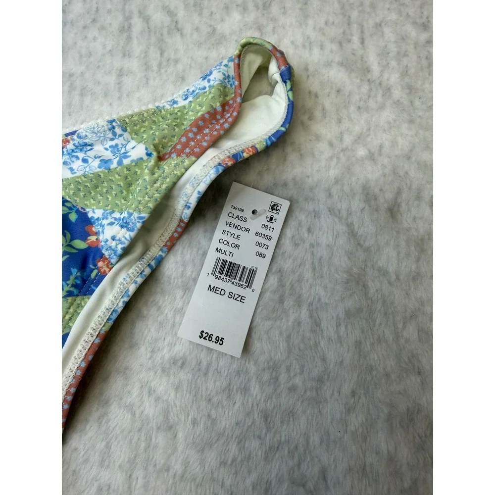 PacSun Eco Women Medium Patchwork Floral Bikini Bottom Multi Color High Cut NEW
